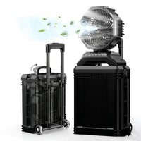 Portable Misting Fan - 4 Gal Large Outdoor Fans, 4 Floor Water Cooling Fan, Retractable Handle, 4 Spray Mister, Oscillating Camping Fan, for Patios/Camping/Beach/Golf Etc