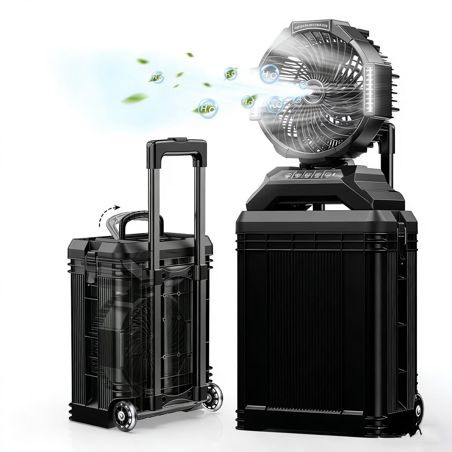 Portable Misting Fan - 4 Gal Large Outdoor Fans, 4 Floor Water Cooling Fan, Retractable Handle, 4 Spray Mister, Oscillating Camping Fan, for Patios/Camping/Beach/Golf Etc