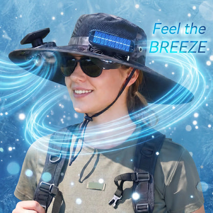 2026 Upgraded Solar Powered Cooling Hat with Mist Spray - Wide Brim Sun Protection Hat with Fan for Men Women, Outdoor Ventilated Cap for Fishing Hiking Camping, Ideal Dad Gift 2026 Tiktokshopspringglowup Tiktokshopspringglowup