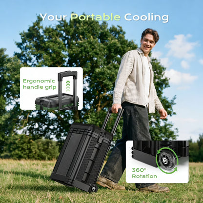 Portable Misting Fan - 4 Gal Large Outdoor Fans, 4 Floor Water Cooling Fan, Retractable Handle, 4 Spray Mister, Oscillating Camping Fan, for Patios/Camping/Beach/Golf Etc
