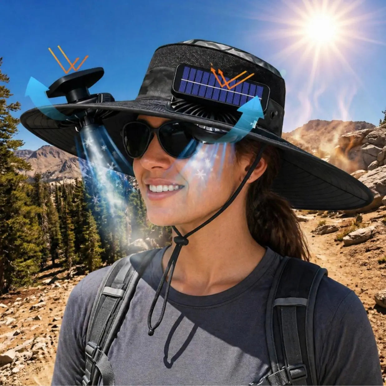 2026 Upgraded Solar Powered Cooling Hat with Mist Spray - Wide Brim Sun Protection Hat with Fan for Men Women, Outdoor Ventilated Cap for Fishing Hiking Camping, Ideal Dad Gift 2026 Tiktokshopspringglowup Tiktokshopspringglowup