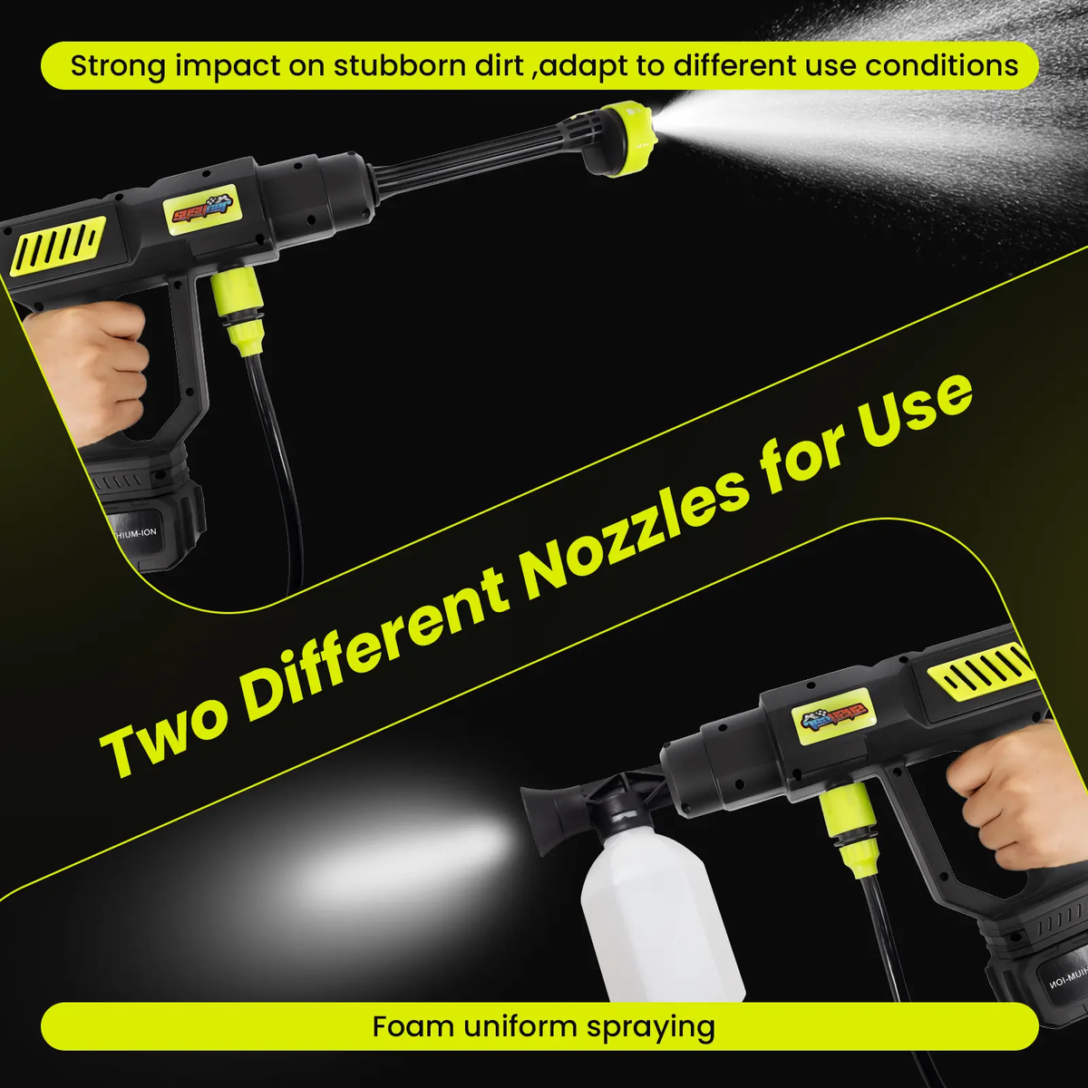 Cordless Pressure Washer, Powerful 30Bar Car Washer with Filter, 180° Nozzle, 6-In-1 Spray for Home Outdoor Cleaning, Cordless Pressure Washer for RV, Boat, Garden, Window, Doors