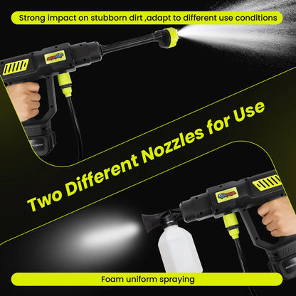 Cordless Pressure Washer, Powerful 30Bar Car Washer with Filter, 180° Nozzle, 6-In-1 Spray for Home Outdoor Cleaning, Cordless Pressure Washer for RV, Boat, Garden, Window, Doors