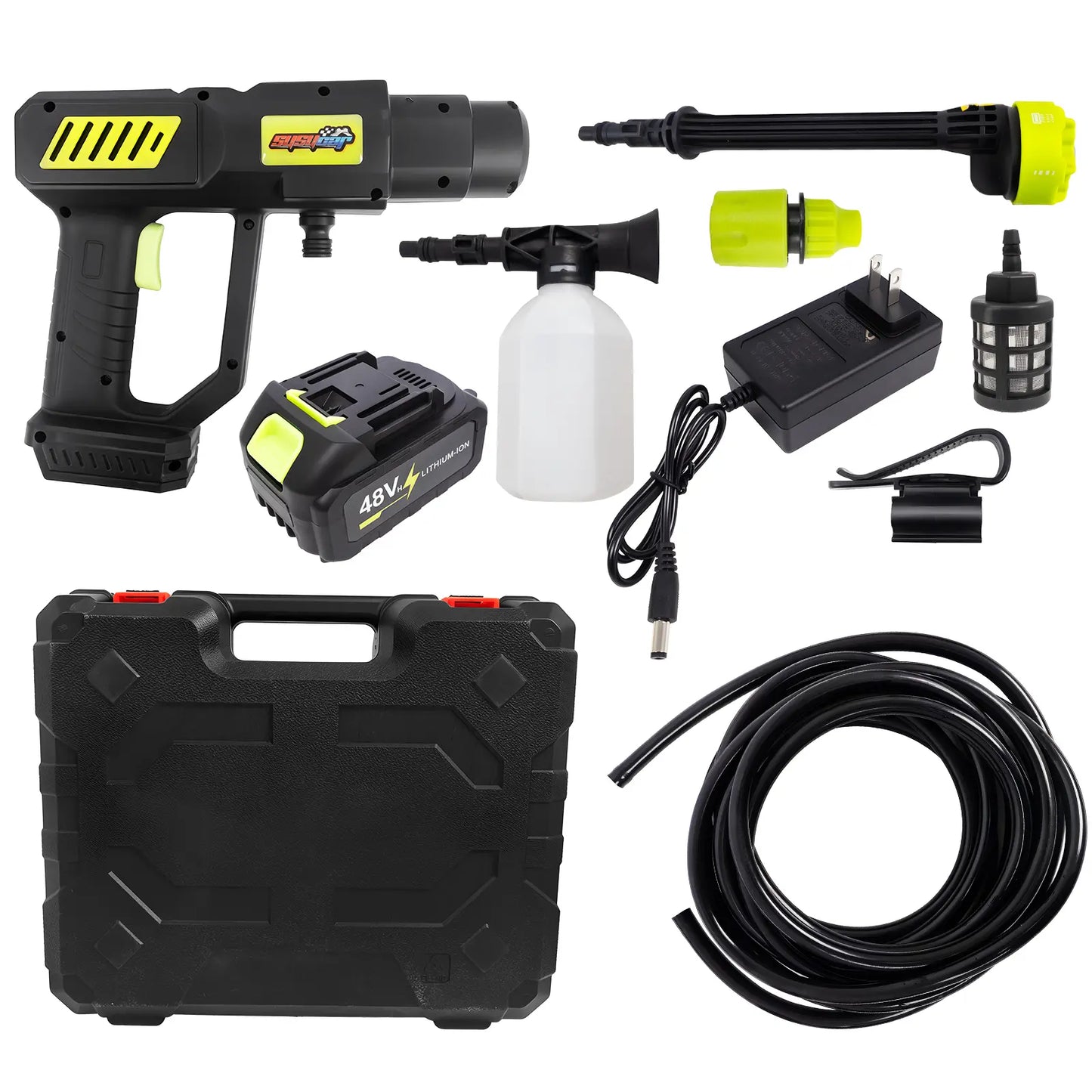 Cordless Pressure Washer, Powerful 30Bar Car Washer with Filter, 180° Nozzle, 6-In-1 Spray for Home Outdoor Cleaning, Cordless Pressure Washer for RV, Boat, Garden, Window, Doors